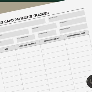 Credit Card Payments Tracker, Printable Debt Tracker, Debt Payoff Log ...