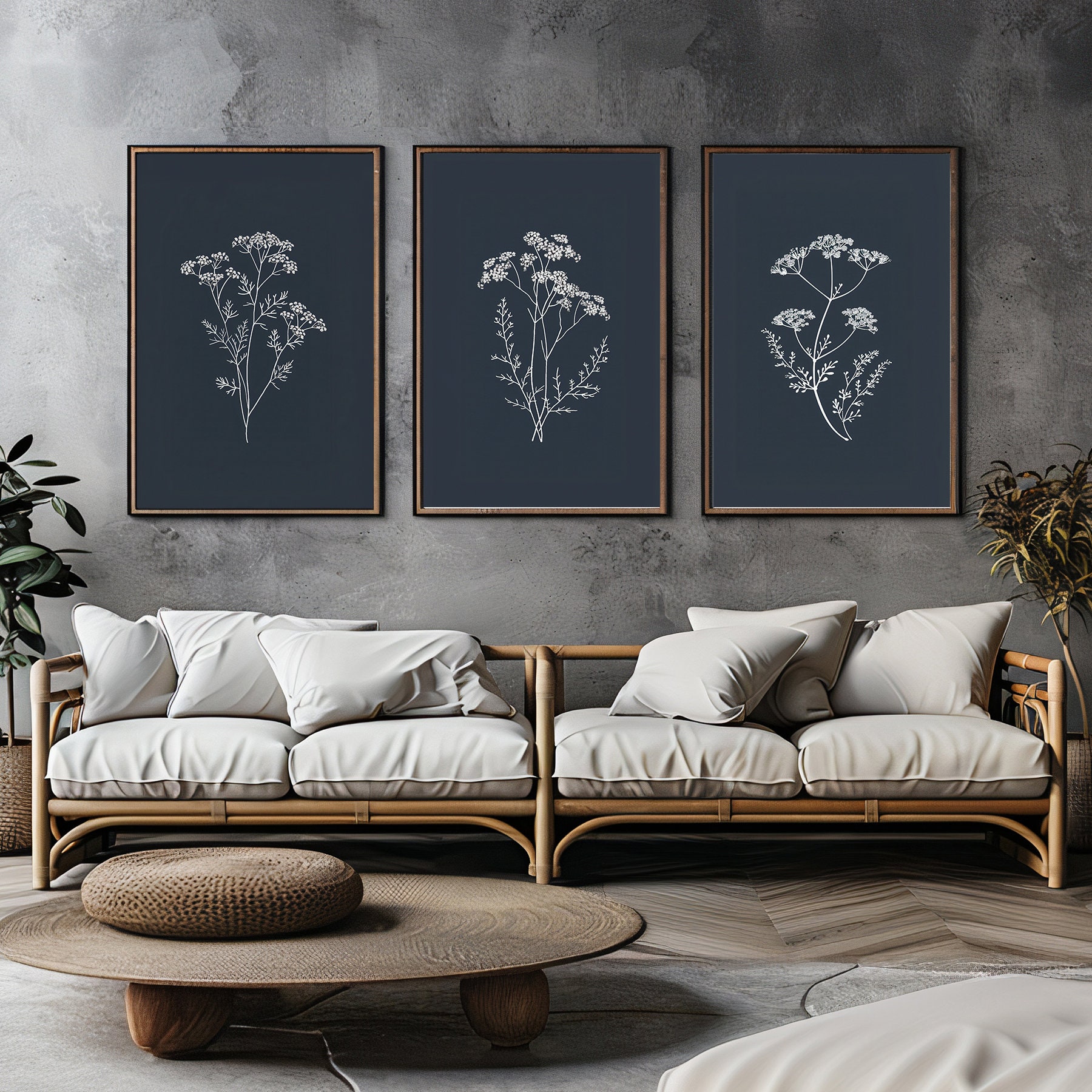 Botanical Wall Art 3 Piece Set Printable Digital Download, Minimalist ...