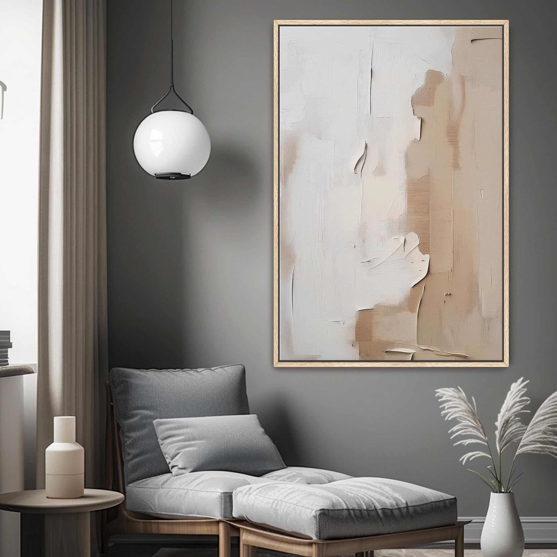 Minimalist Abstract Canvas Print Wall Art – Simple Neutral Tones ...