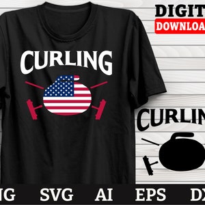 Curling Svg, Curling Us Flag-Cool Curling Graphic Theme-For Curling Lovers, Curling Mom Svg, For Cricut Files Dxf Eps Ai Png Svg Files