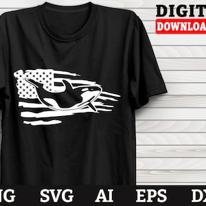 Orca Svg, Vintage American Flag Orcas, Killer Whale Svg, Orca Mom Svg, Crict Files