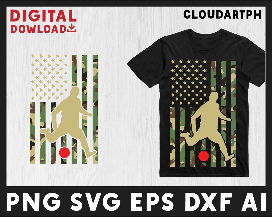 Kickball Svg, Camouflage Us Flag-cool Kickball Graphic Theme, Kickball