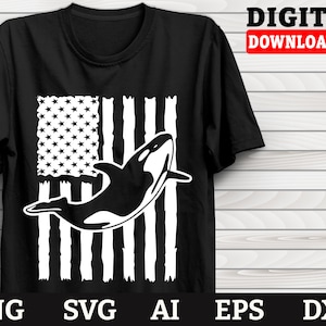 Orca Svg, American FLag Orcas, Killer Whale Svg, Orca Mom Svg, Crict Files
