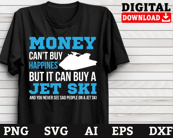 Jet-Ski Happiness Water Sports Design T-Shirt - Black Graphic Tee For Men & Women - View #6