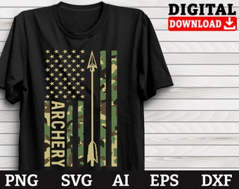 Archer Svg, Camouflage American Archery-Cool Archer Design Png Dxf Svg Files-Archery Mom Svg, Archery ClipArt