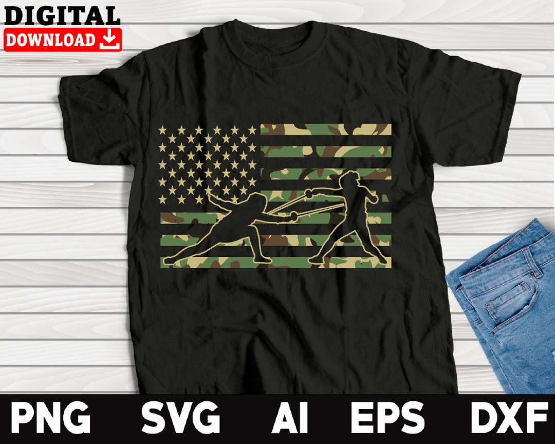 Fencing Svg Camouflage American Flag Fencing Artcool Fencing Etsy