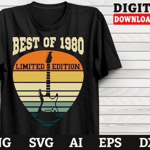 Guitar Svg, Best of 1980 Limited Edition, Music Svg, Electric Guitar Svg  , Cricut Dxf Png