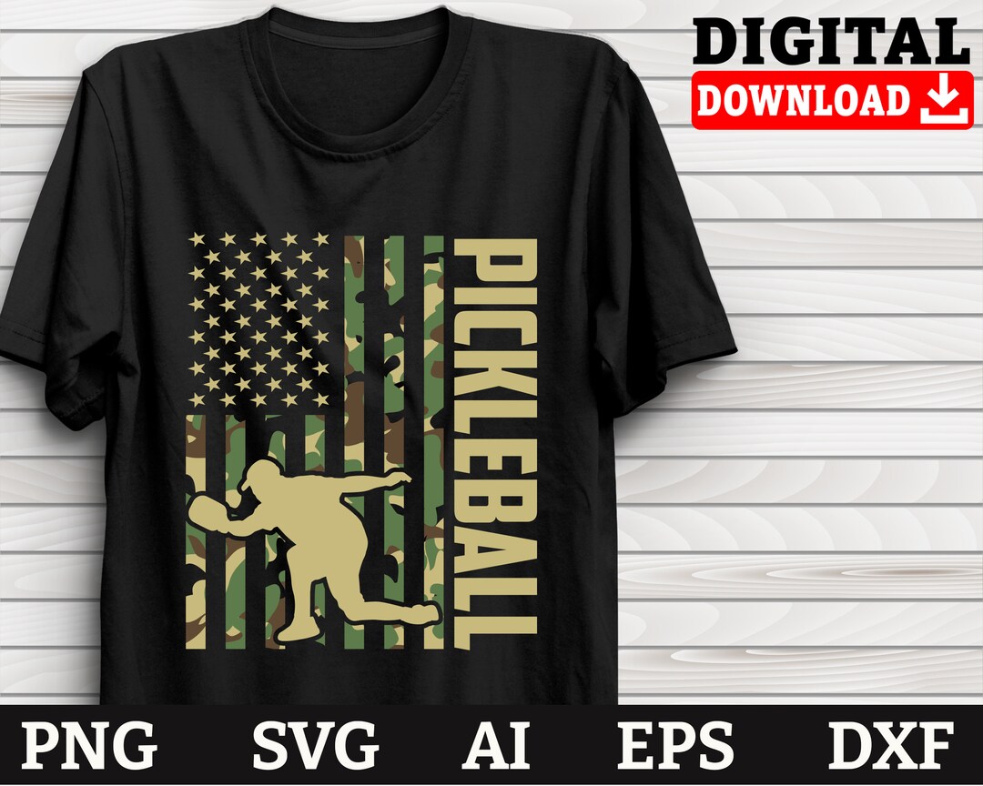 Pickleball Svg American Flag Camouflage Pickleball Etsy