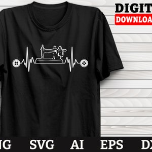 Sewing Svg, Heartbeat Sewing Machine, Sewing Machine Svg, Sewing Mom Svg, Cricut Files Png Dxf Svg