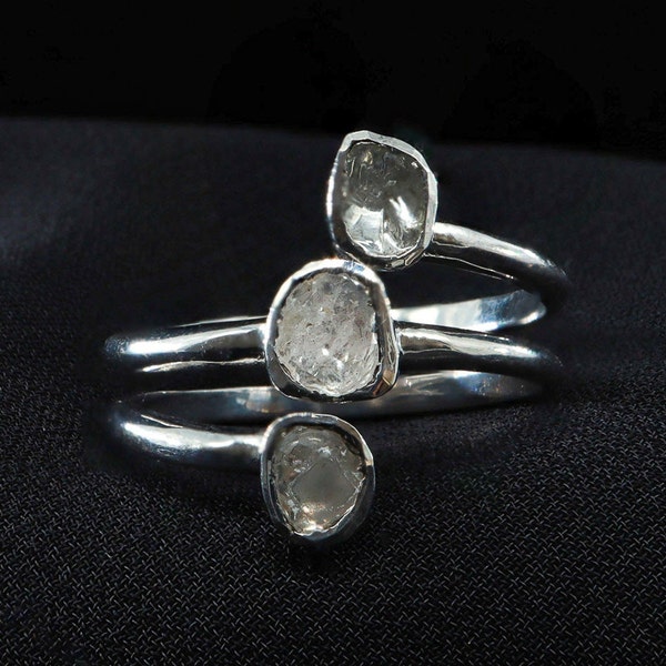 Adjustable Uncut Diamond Ring Row Diamond Ring For Gift