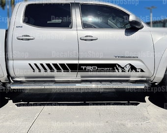 TRD Sport I Mountain Sidedoor Stripes Decal Fits Toyota Tacoma Truck Sticker Vinyl in 6 colors (2 pieces).