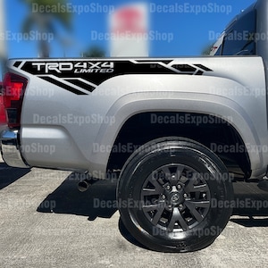 TRD Limited 4x4 Stripe Decal Fits Bedside Toyota Tacoma Truck Sticker Vinyl in 6 colors (2 pieces).