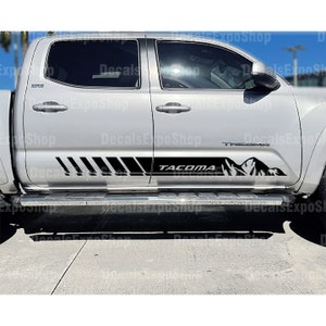 TACOMA Mountain  Sidedoor Stripes Decal Fits Toyota Truck Sticker Vinyl in 6 colors (2 pieces).