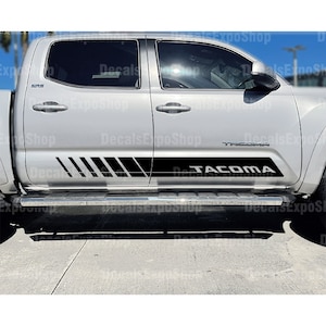 TACOMA Sidedoor Stripes Decal Fits Toyota Truck Sticker Vinyl in 6 colors (2 pieces).