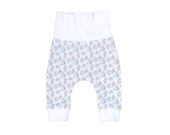 Organic baby pants white with delicate pattern