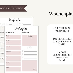 Weekly planner ready to print - no dates - Two formats A4 and A5 - Clean designs - Including to-do-list and space for notes - two colors