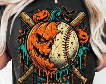 Calabaza Halloween Béisbol Goteo Png, Bate de béisbol de terror Calabaza Fantasma Jugador de béisbol png, Niños espeluznantes Jóvenes Png, Béisbol de Halloween png