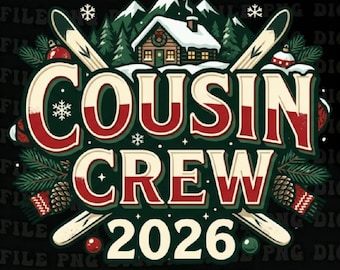 Cousin Crew 2026 png, Pijamas familiares a juego con luces navideñas png, Cousin Christmas Crew png, Familia de vacaciones (Descarga digital)
