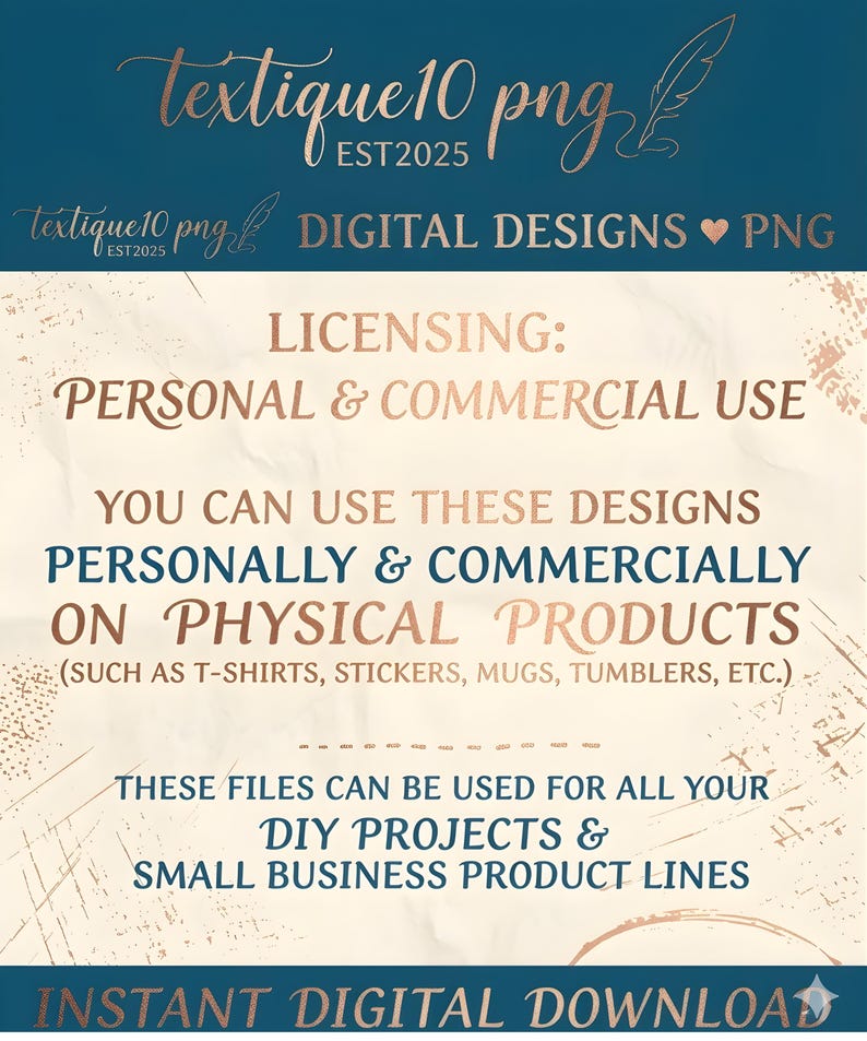 May include: A digital design graphic with text in a script font that reads "textique10 png". The image also includes the text "DIGITAL DESIGNS PNG" and details about personal and commercial use for physical products like t-shirts and stickers.