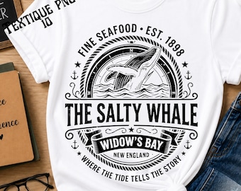 Funny The Salty Whale Vintage Nautical Harbor Widow's Bay Png, Coastal Ocean Marine Retro Sailing Nautical Svg, Beach Sea Vintage Art Png