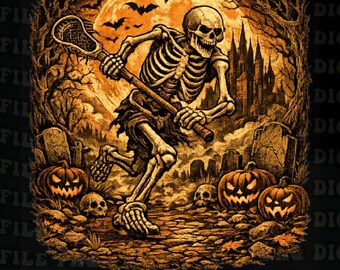 Lacrosse Player Halloween Costume Png,Horror Player Skeleton Png, Lacrosse Skeleton Halloween Png, Spooky Sports Clipart (Digital Download)