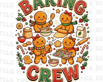 Galletas navideñas de jengibre de Baking Crew PNG: Galletas navideñas de repostería Holiday Bakers PNG (Descarga digital)