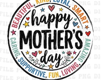 Happy Mother's Day Heart Love Women First Time Mom Grandma PNG: Floral Family Celebration Keepsake Png Heartfelt Appreciation Design png