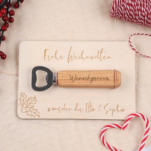 Personalisierter Flaschenöffner/Bieröffner mit Karte; Weihnatsgeschenkidee; Geschenkidee