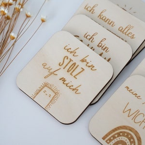 Affirmationskarten für Kinder aus Holz | 8 verschiedene Sprüche | Mutmachkarten für Kinder | Geschenkidee