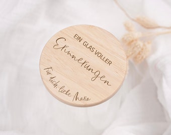 Personalisiertes Vorratsglas mit Gravur und Namen I Holzdeckel I Erinnerungen Sammeln I Geschenkidee für Hochzeit I für Paare I Weihnachten