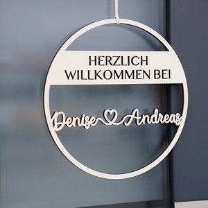 Türkranz mit Vornamen aus Holz | Herzlich Willkommen | Türschild personalisiert | Schild