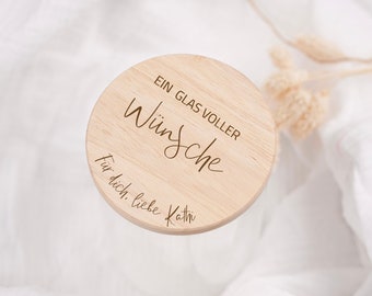 Vorratsglas mit Gravur und Namen personalisiert I Holzdeckel I Erinnerungen Sammeln I Geschenkidee für Hochzeit I Wunschglas Geschenk