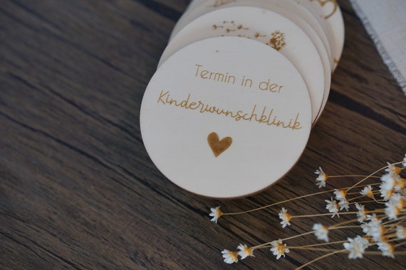 Meilensteinkarten für die Kinderwunschbehandlung | Kinderwunschzeit ICSI/IVF, Holzplättchen | Kinderwunschklinik