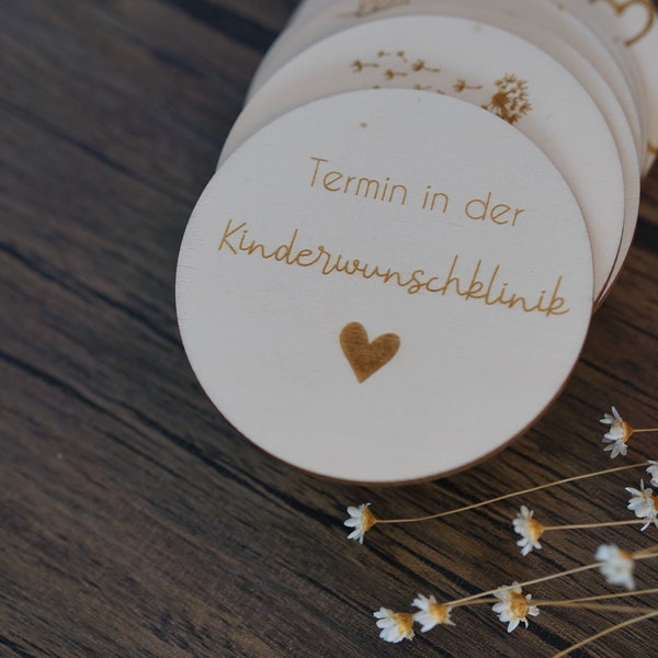 Meilensteinkarten für die Kinderwunschbehandlung | Kinderwunschzeit ICSI/IVF, Holzplättchen | Kinderwunschklinik