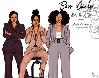 Bosslady Clipart: Black Woman Fashion Illustration (PNG)