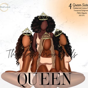 Black Girls Queen Clipart, African American Girls Fashion Clipart, Black Girls PNG, Black Woman Clipart, Fashion Girls Clipart/PNG/Sticker
