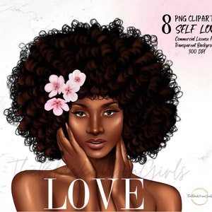 Black Girl Self Love Clipart: Fashion Planner Graphics (PNG)