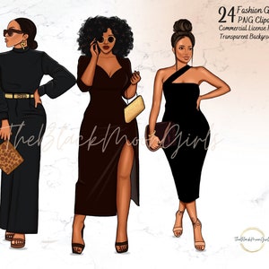 Black Girl Fashion Clipart, Black Girls Magic Clipart, Black Women Clipart, Black Girls PNG, Black Girl PNG Sticker/Planner/Journal/Print