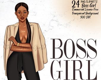 Black Girl clipart, Girl Boss Clipart, Black Woman Clipart, Bosslady clipart, African American Fashion Clipart