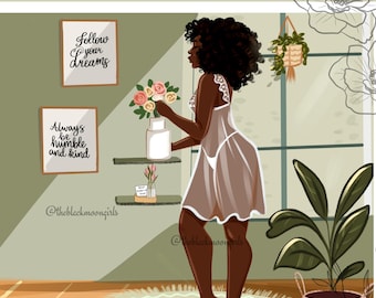 Black Girl Self Care Clipart: Home Sweet Home PNG (Digital Download)