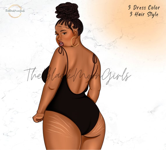 CURVY Girl Clipart, Plus-size Black Girl, Fashion Girl, Plus-size Girl,  Curvy Black Girl, Melanated Girl, Advance AI Character, Afro Girl 