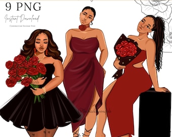Clipart de pareja de San Valentín: Ilustración de moda PNG (Descarga digital)
