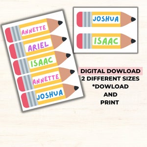 Locker Name Tags Pencil name  tags Classroom tags, printable labels, modern classroom tags, colorful classroom tags ,