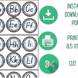 Printable alphabet, word wall alphabet, Black and white Printable Bulletin Board, digital Teacher decor, DIY bulletin board, classroom decor