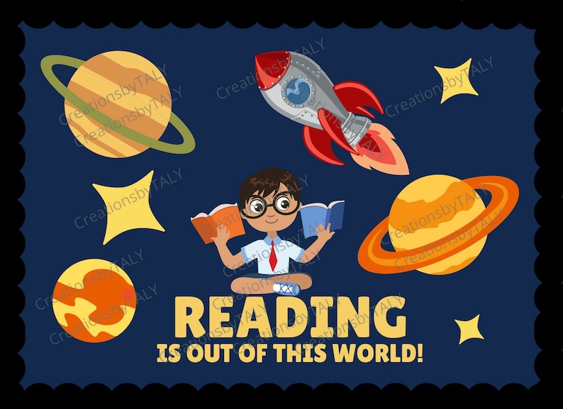 Reading Printable Bulletin Board, Digital Bulletin Board, Teacher Decor