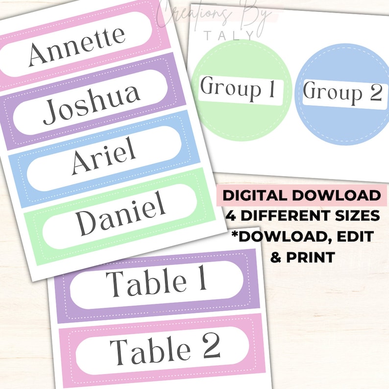 Pastel Classroom Labels, Student Locker Name Tags Pastel Color Name