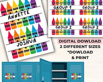 Locker Name Tags Colors name tags Classroom tags, printable labels, modern classroom tags, colorful classroom tags, kids name tags, labels