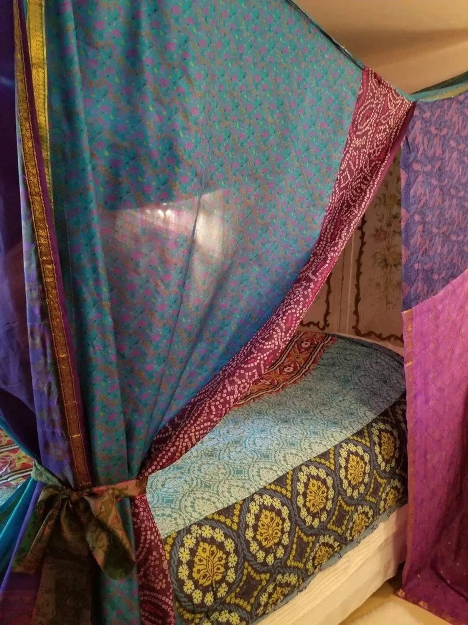 Bed Canopy Bohemian Bed Canopy Boho Decor Pink Bed Canopy Etsy