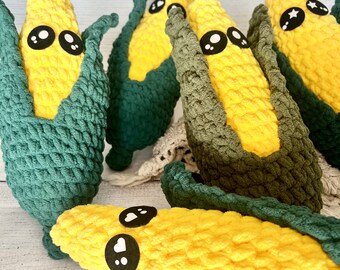 Large Crochet Corn Plushie: Soft Chenille Amigurumi Toy