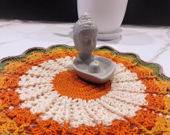 Handmade Crochet Table Mat | Fall Harvest Mandala | Thanksgiving Table Decor